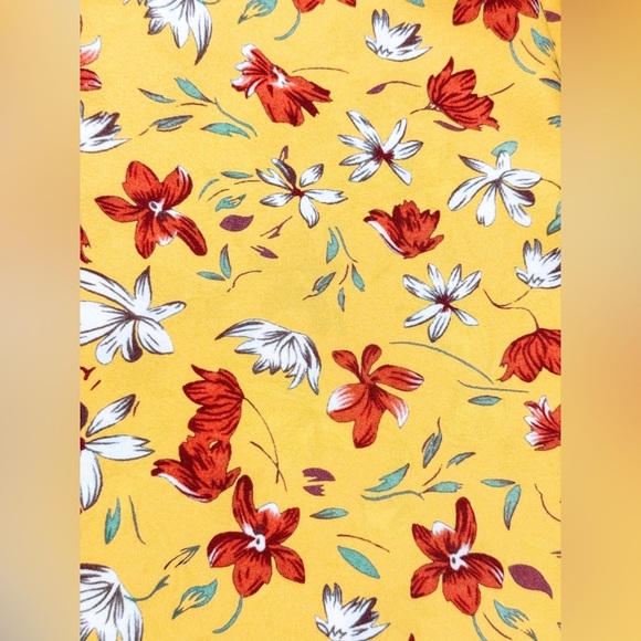 SHEIN Curve 3XL Yellow Floral Midi Dress V-Neck A-Line Plus Size Vacation/Cruise - Picture 7 of 13